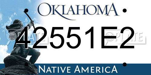 42551E2 Oklahoma License Plate