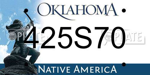 425S70 Oklahoma License Plate
