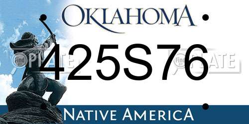 425S76 Oklahoma License Plate