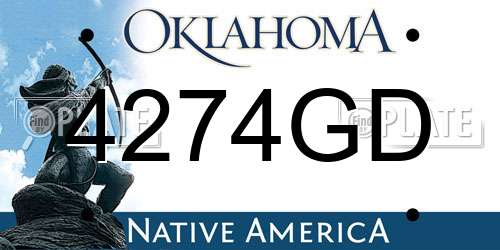 4274GD Oklahoma License Plate
