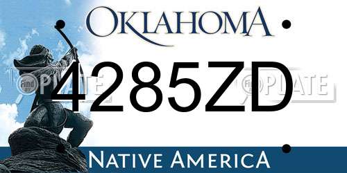 4285ZD Oklahoma License Plate