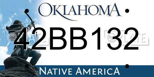 42BB132 Oklahoma License Plate