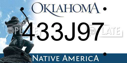 433J97 Oklahoma License Plate