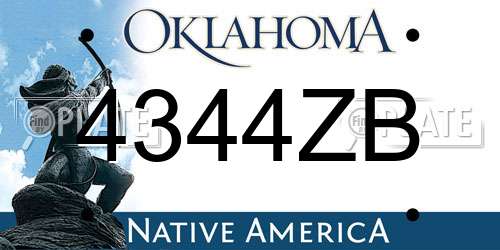 4344ZB Oklahoma License Plate