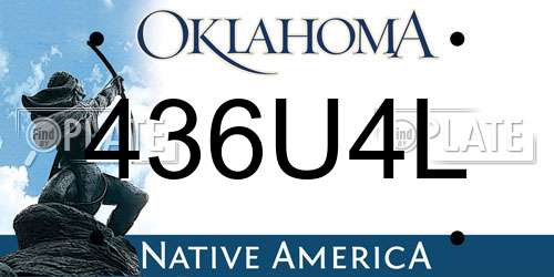 436U4L Oklahoma License Plate