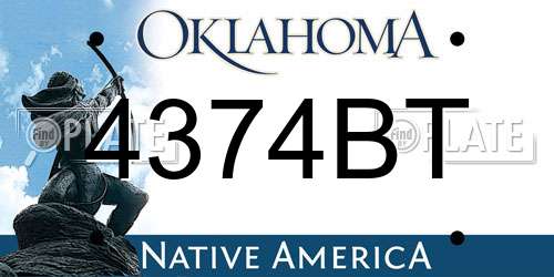 4374BT Oklahoma License Plate