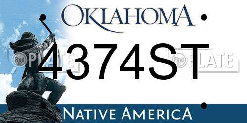 4374ST Oklahoma License Plate