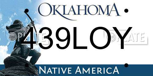 439LOY Oklahoma License Plate