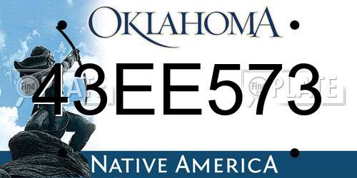 43EE573 Oklahoma License Plate