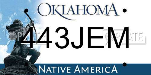 443JEM Oklahoma License Plate