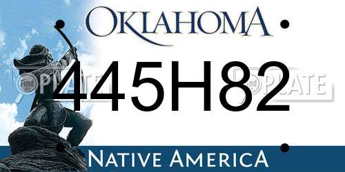 445H82 Oklahoma License Plate
