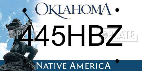 445HBZ Oklahoma License Plate