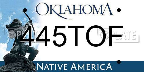 445TOF Oklahoma License Plate