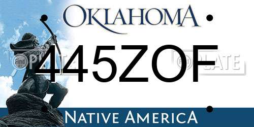 445ZOF Oklahoma License Plate