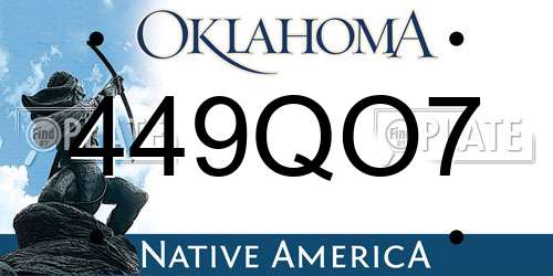 449QO7 Oklahoma License Plate