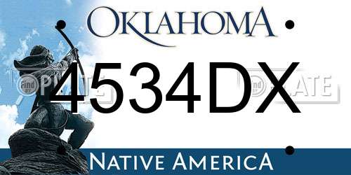 4534DX Oklahoma License Plate