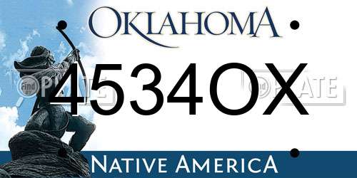 4534OX Oklahoma License Plate