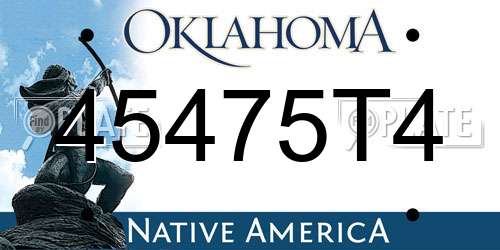 45475T4 Oklahoma License Plate