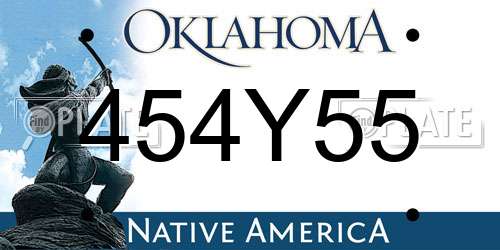 454Y55 Oklahoma License Plate