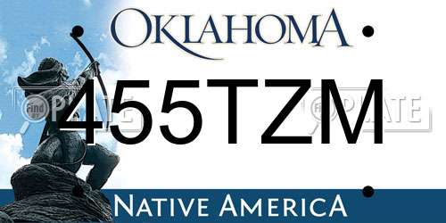455TZM Oklahoma License Plate