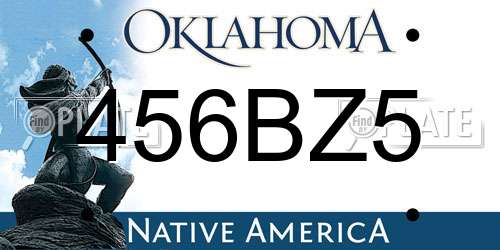 456BZ5 Oklahoma License Plate