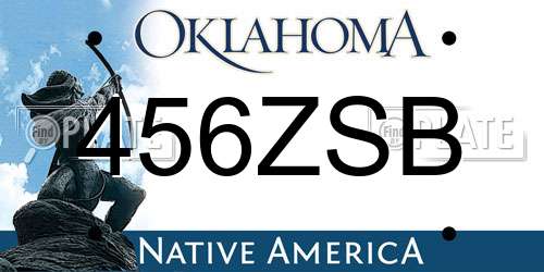 456ZSB Oklahoma License Plate