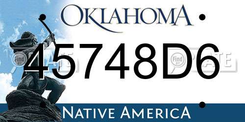 45748D6 Oklahoma License Plate