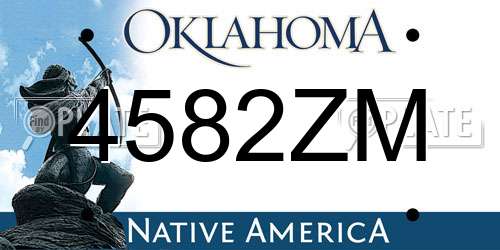 4582ZM Oklahoma License Plate