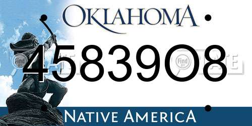 45839O8 Oklahoma License Plate