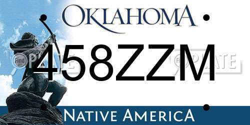 458ZZM Oklahoma License Plate