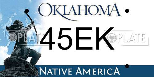 45EK Oklahoma License Plate