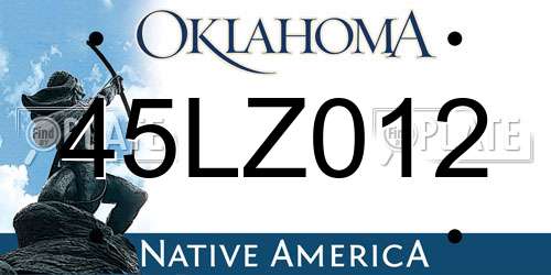 45LZ012 Oklahoma License Plate