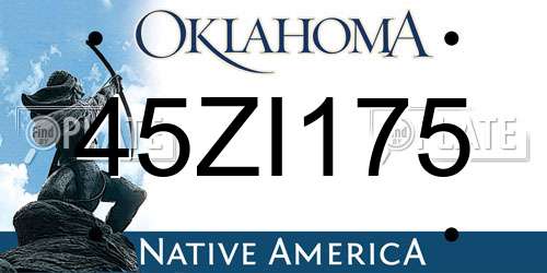 45ZI175 Oklahoma License Plate