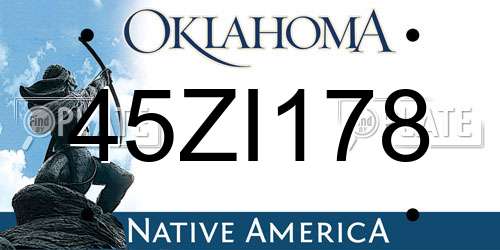 45ZI178 Oklahoma License Plate