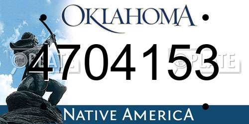 4704153 Oklahoma License Plate