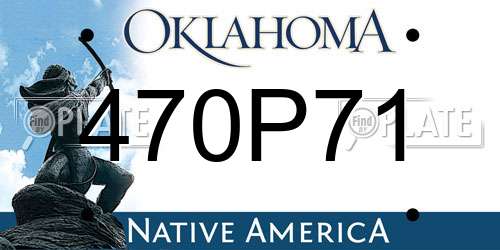 470P71 Oklahoma License Plate