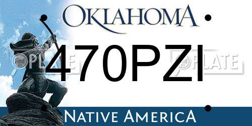 470PZI Oklahoma License Plate