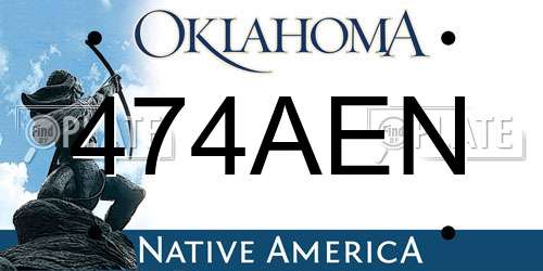 474AEN Oklahoma License Plate