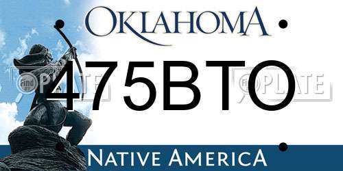475BTO Oklahoma License Plate