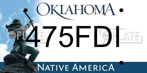 475FDI Oklahoma License Plate