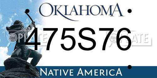 475S76 Oklahoma License Plate