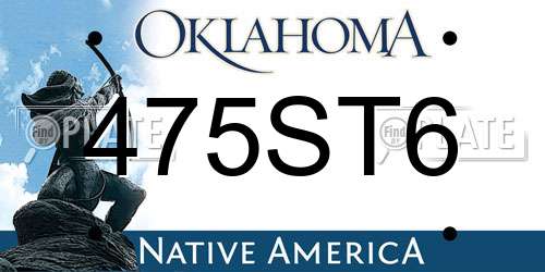 475ST6 Oklahoma License Plate