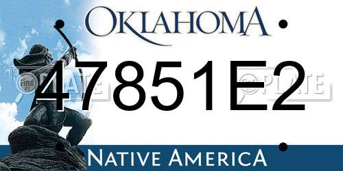 47851E2 Oklahoma License Plate
