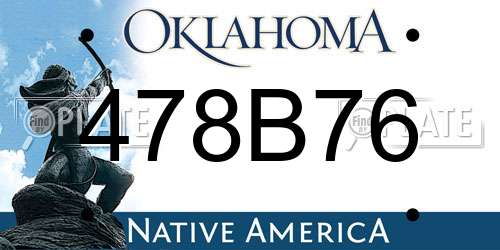 478B76 Oklahoma License Plate
