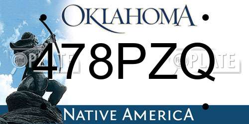 478PZQ Oklahoma License Plate