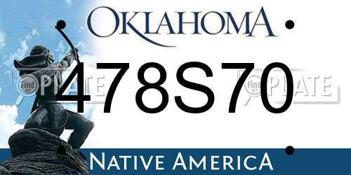 478S70 Oklahoma License Plate