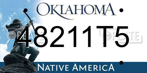 48211T5 Oklahoma License Plate
