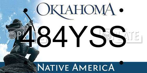 484YSS Oklahoma License Plate