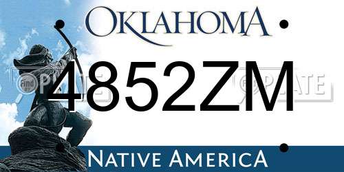 4852ZM Oklahoma License Plate