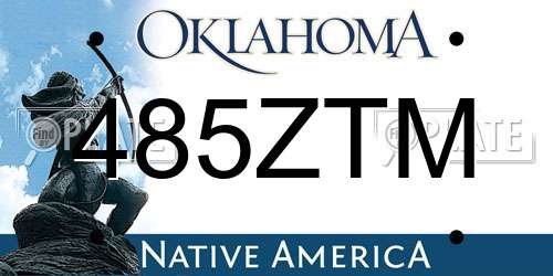 485ZTM Oklahoma License Plate